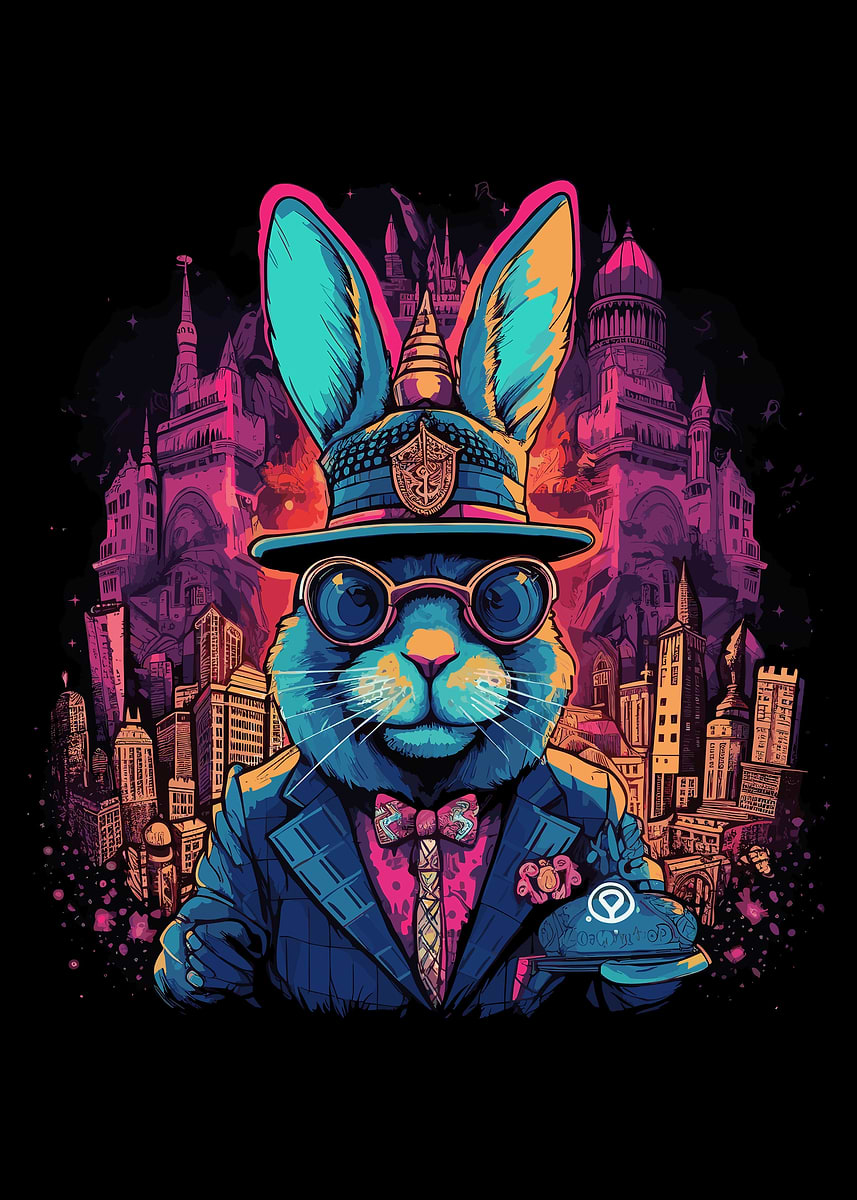 Cool Rabbit Poster 'Rabbit Cute Animals' Poster, picture, metal print, paint by MICHELLE ...