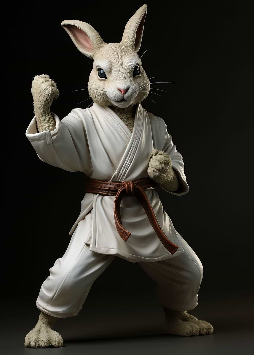 Kenjutsu Rabbit 'Karate Rabbit' Poster, picture, metal print, paint by Frank Hirschle ...