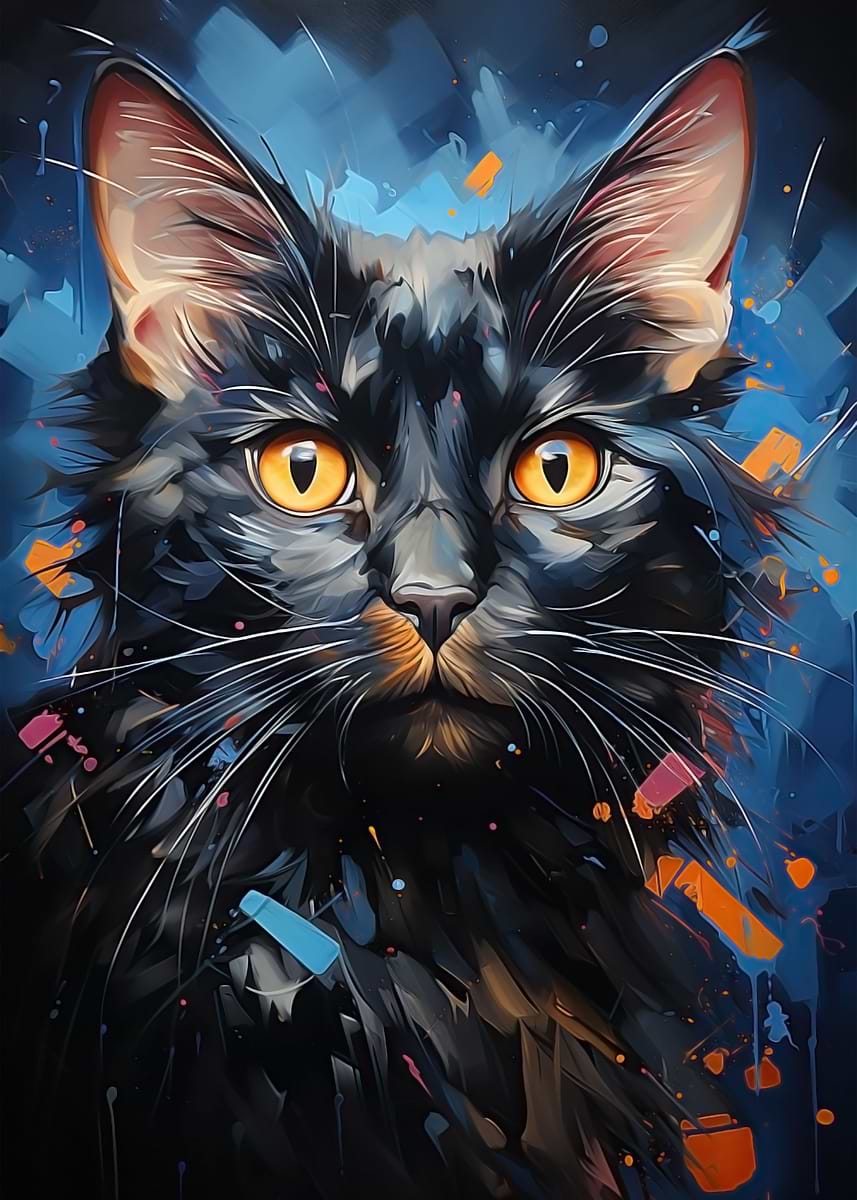 'Abstract cat vivid colors' Poster, picture, metal print, paint by Game ...