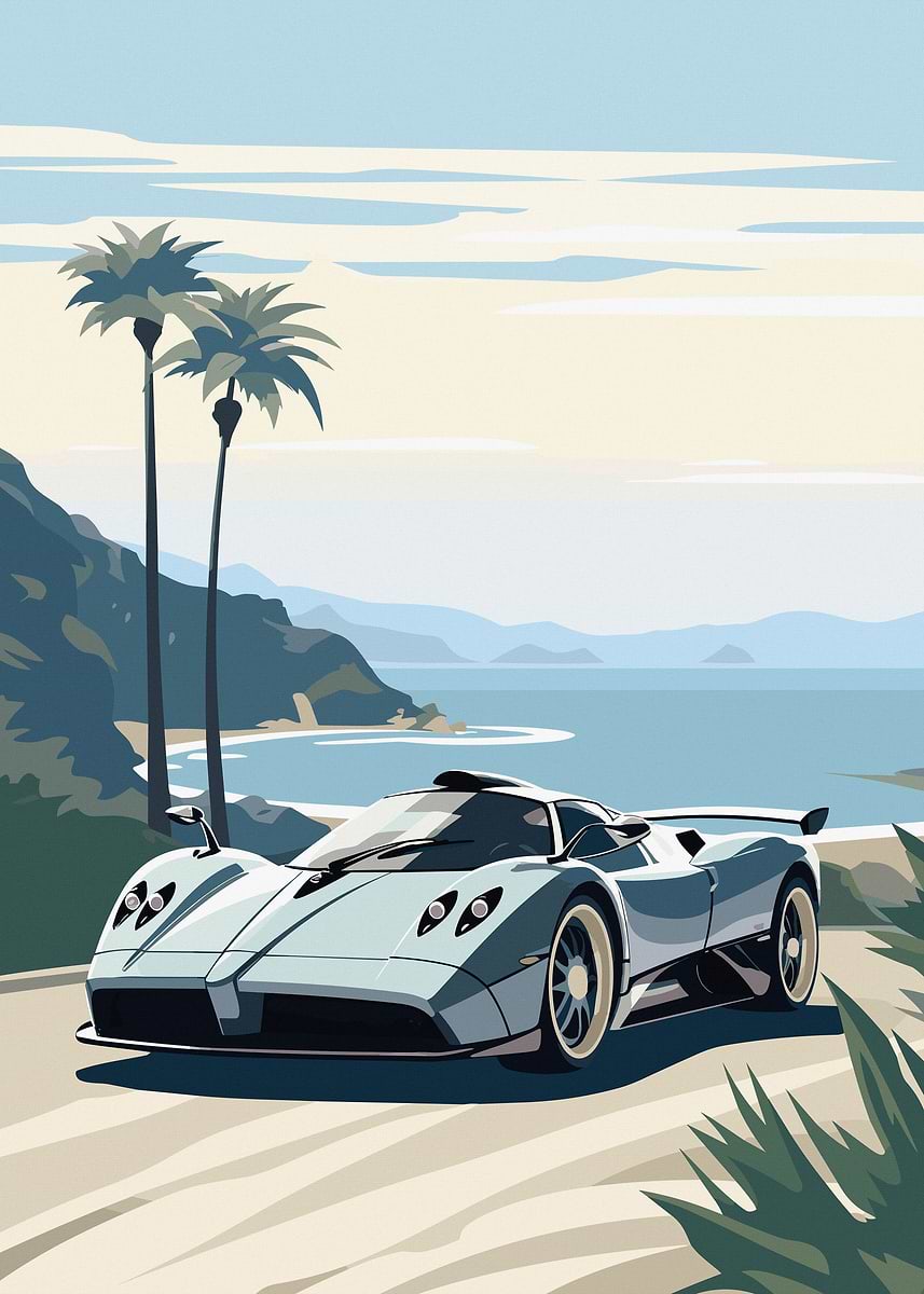 Pagani Zonda R Evo Art — from the Trending Cars Retro collection, a Pixaverse metal print