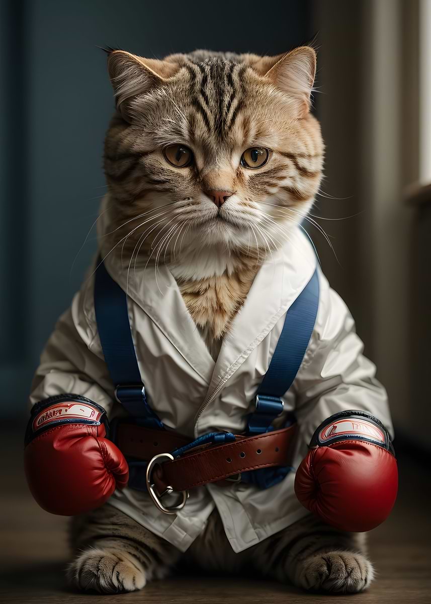 'Boxing Cat Funny' Poster, picture, metal print, paint by Illustration ...
