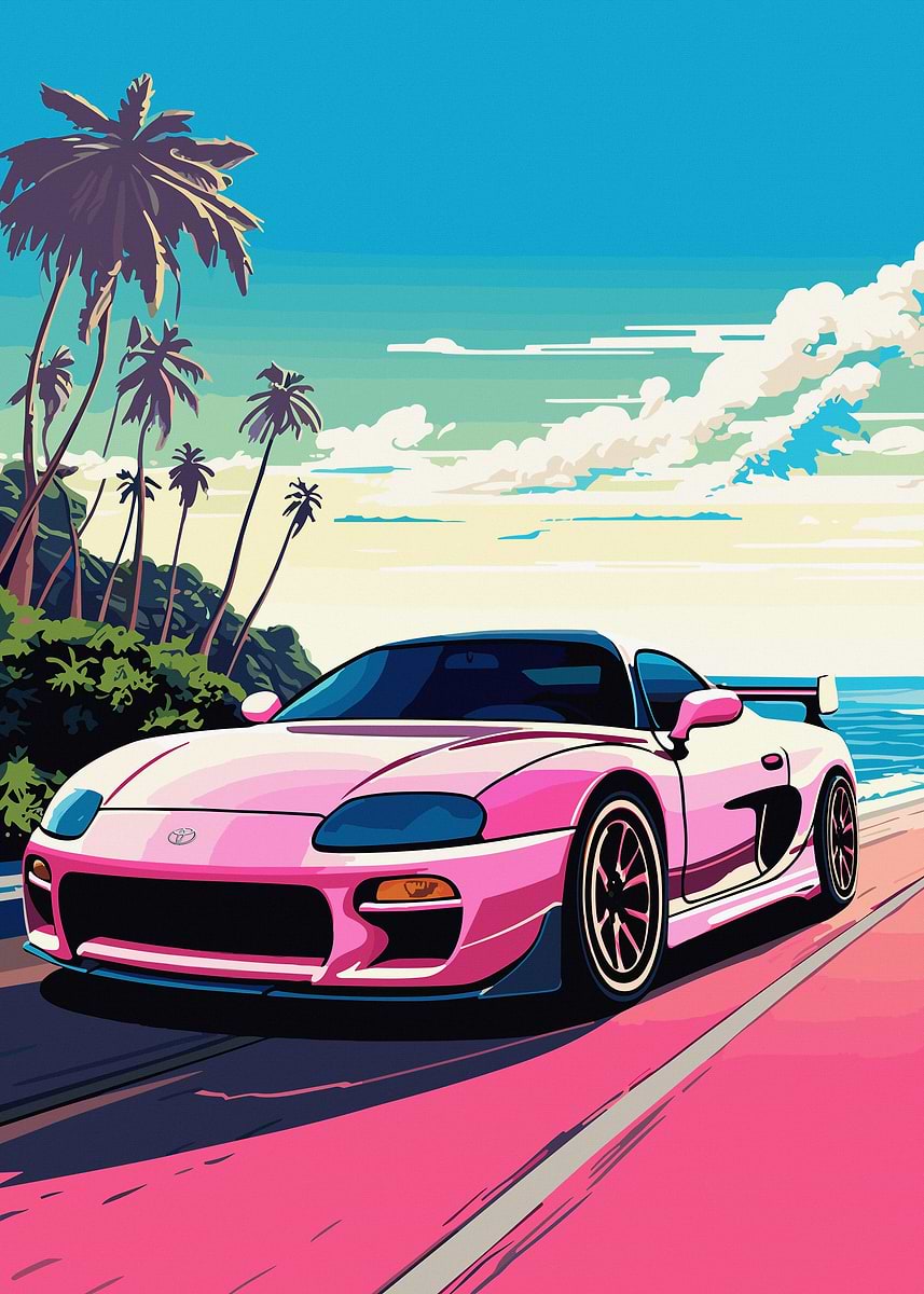 Toyota Supra MK4 A80 Art — from the Trending Cars Retro collection, a Pixaverse metal print