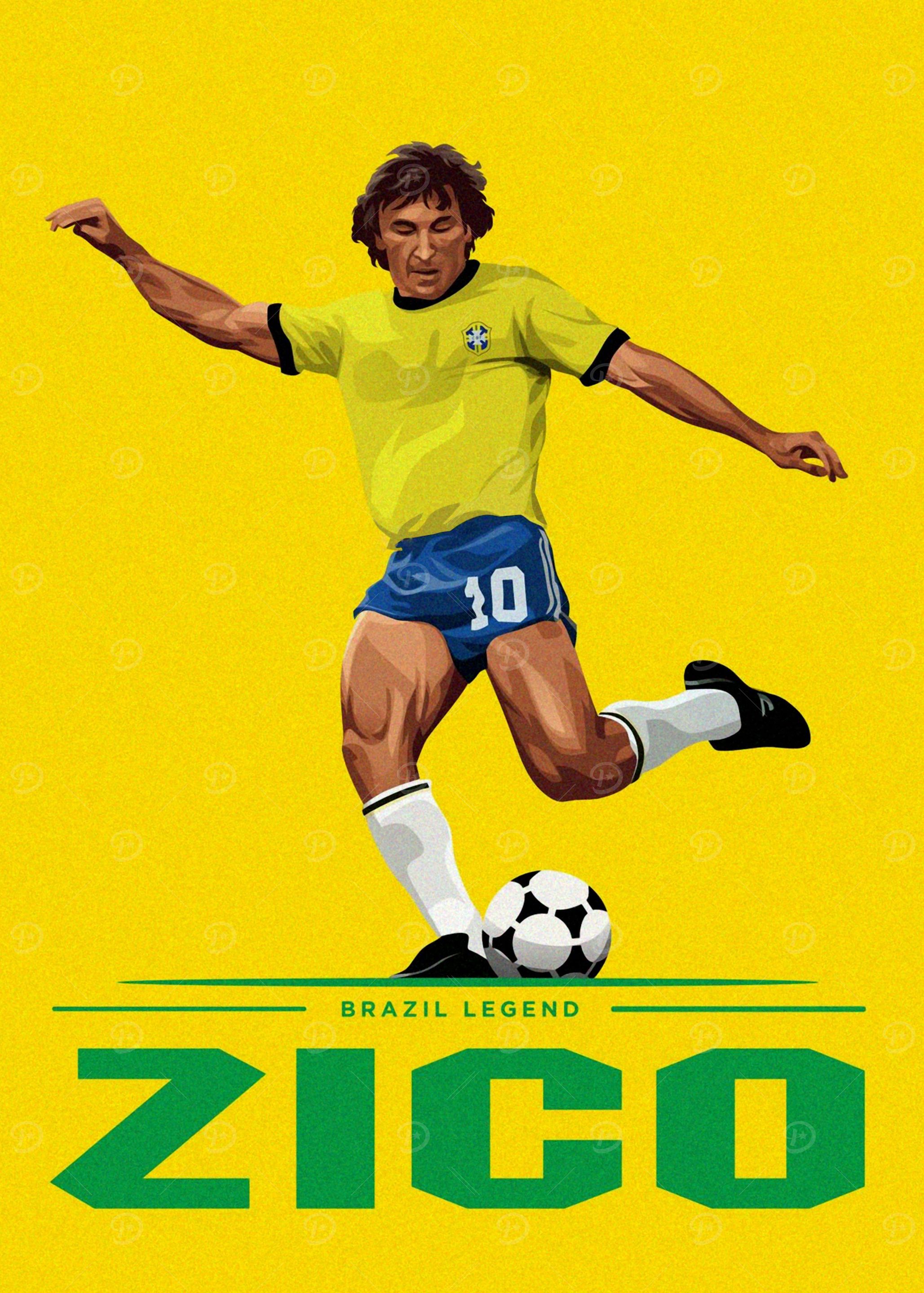 Zico Brazil Art' Poster, picture, metal print, paint by Happy