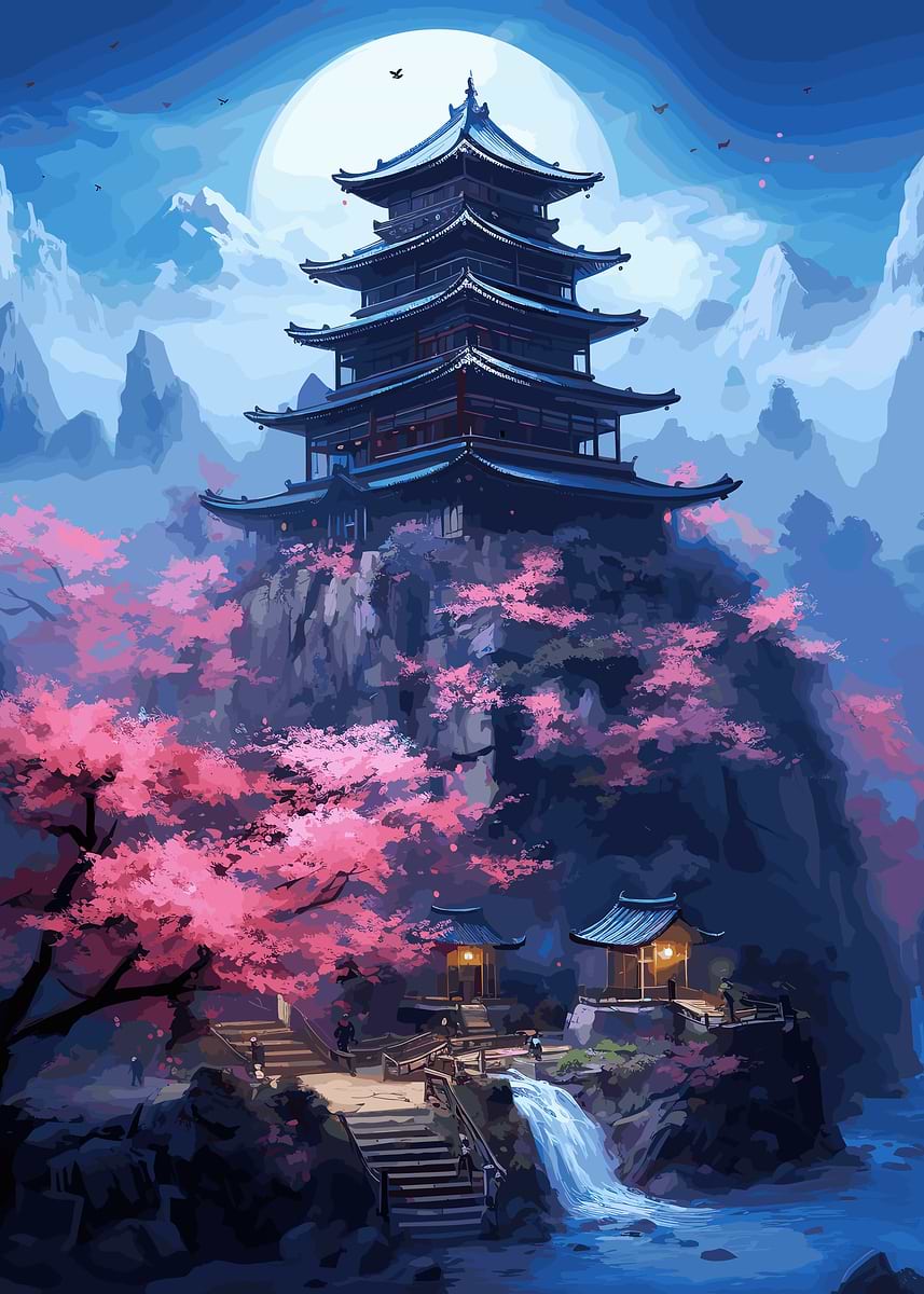 桜と富士山 DISPLATE メタリック ポスター ( #2130 ) Cherry Blossom Japan Art' Poster, picture, metal print, paint by