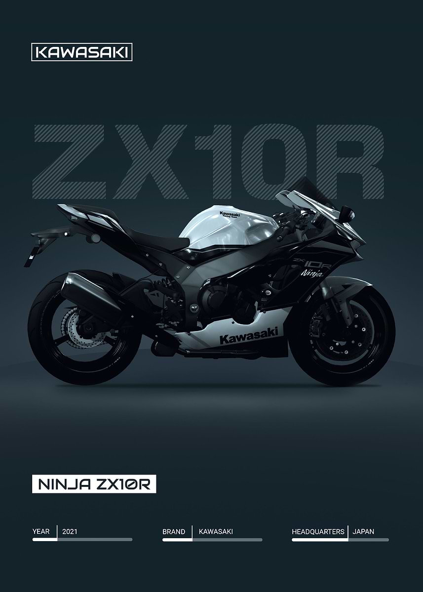 Watercolor Kawasaki Ninja ZX10R Motorcycle, Giclee Art Print