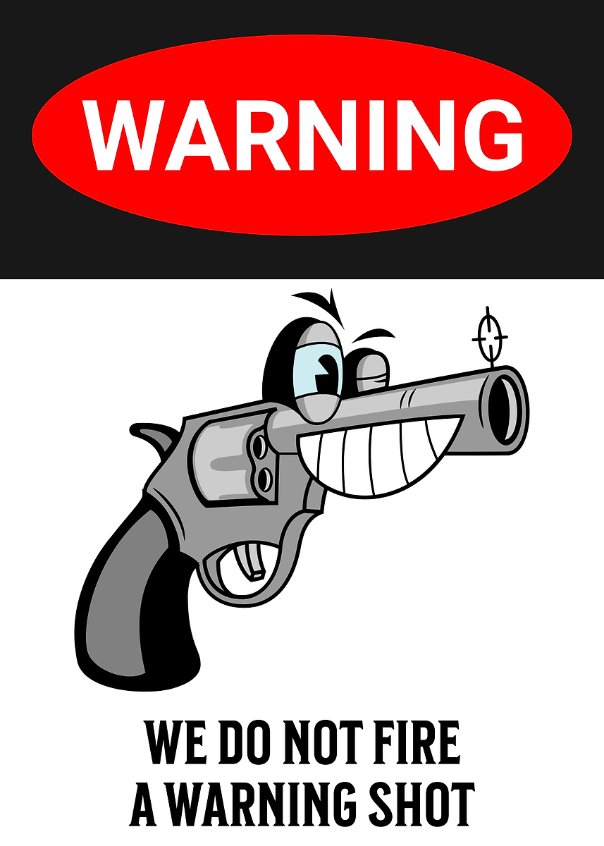 'WARNING CARTOON GUN' Poster, picture, metal print, paint by Atomic ...