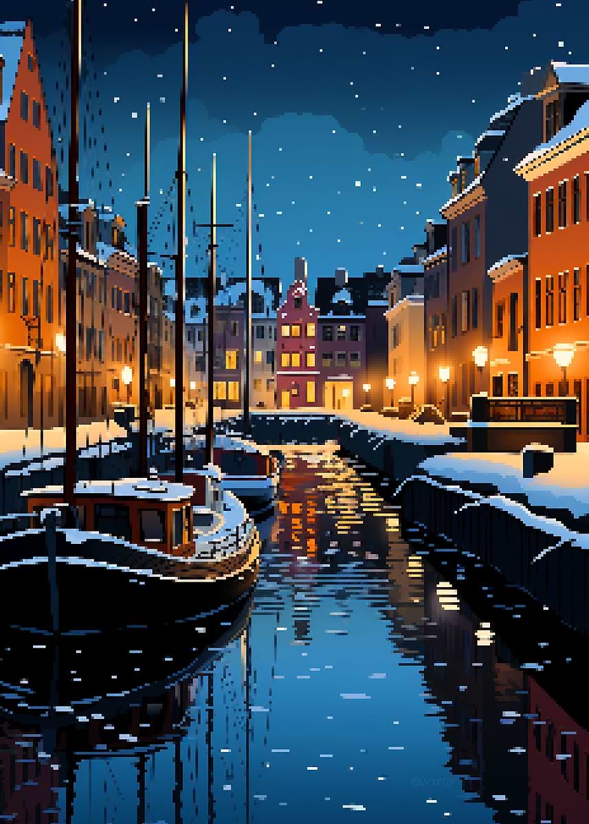 'Denmark Winter Pixel Art' Poster, picture, metal print, paint by ...