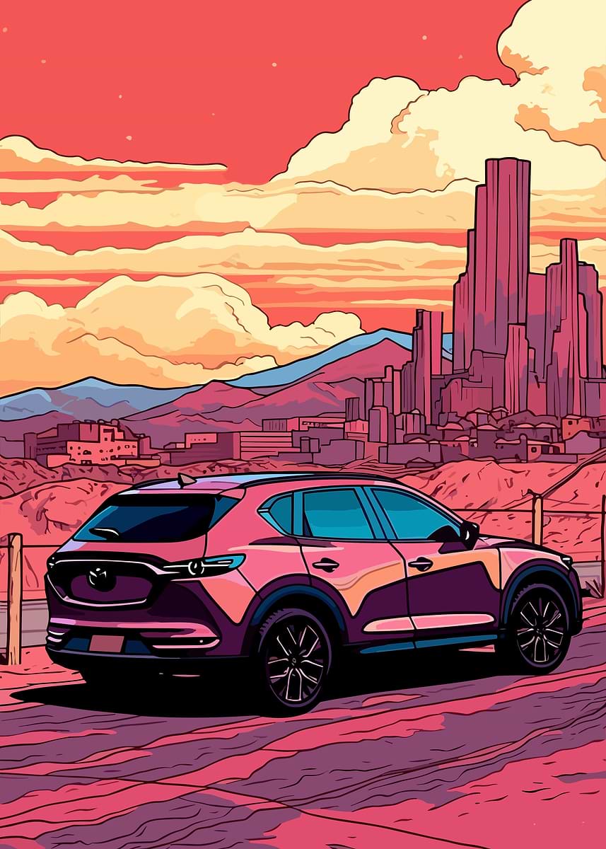 Mazda CX 5 Car Retro' Poster, picture, metal print, paint by