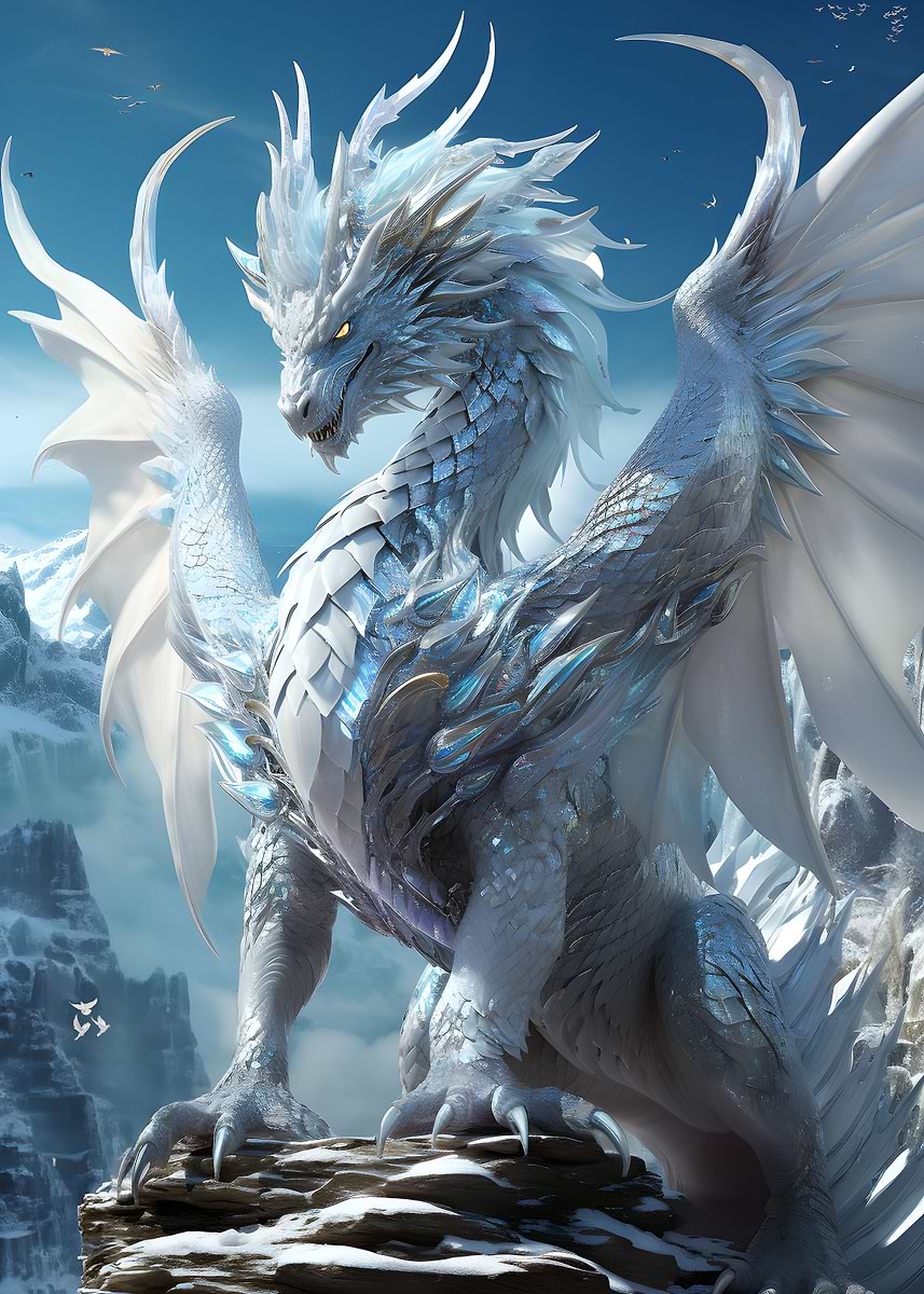 White Heaven Elder Dragon — from the Dragons Lair collection, a Pixaverse metal print
