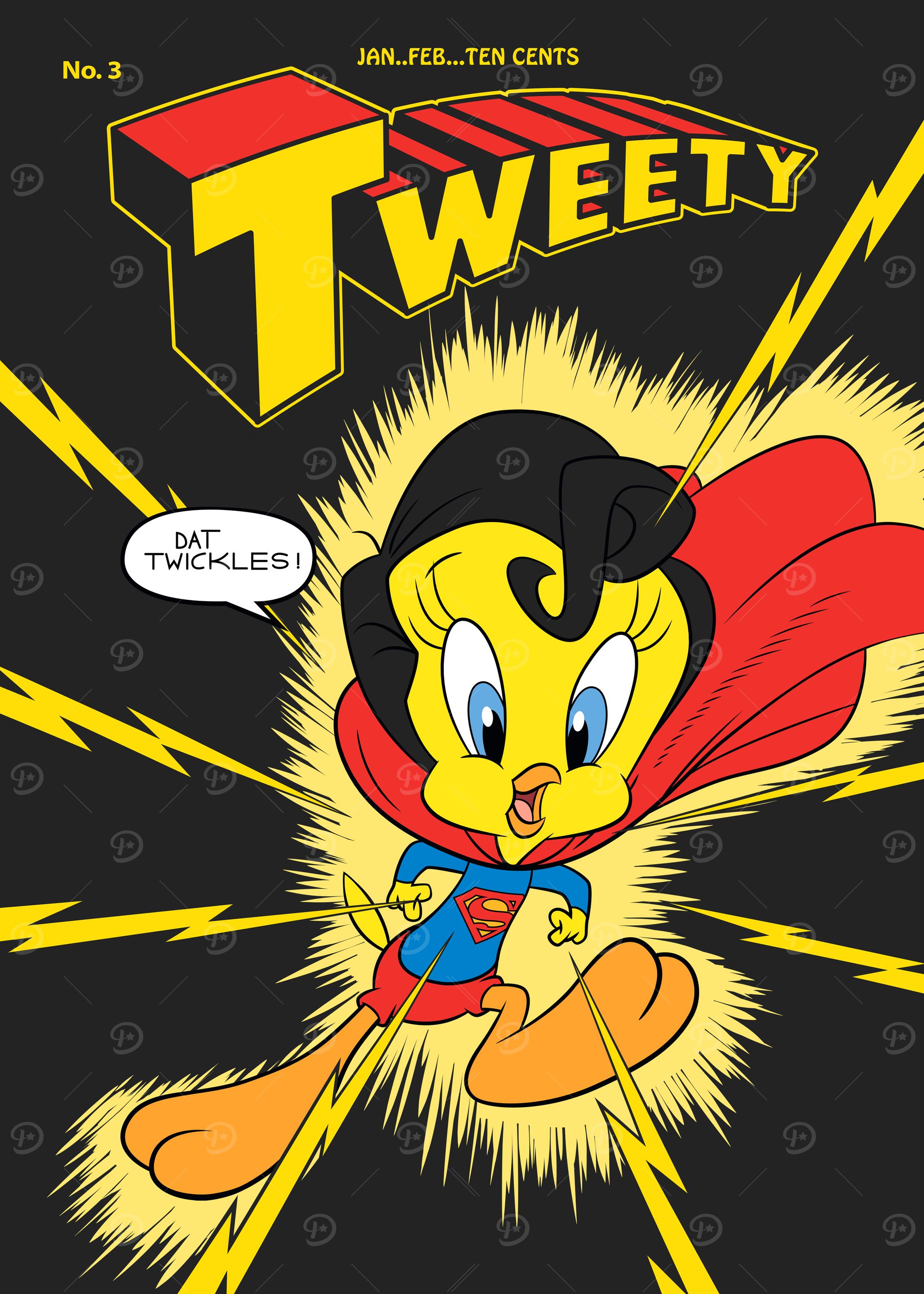 Super Tweety' Poster, picture, metal print, paint by Looney Tunes