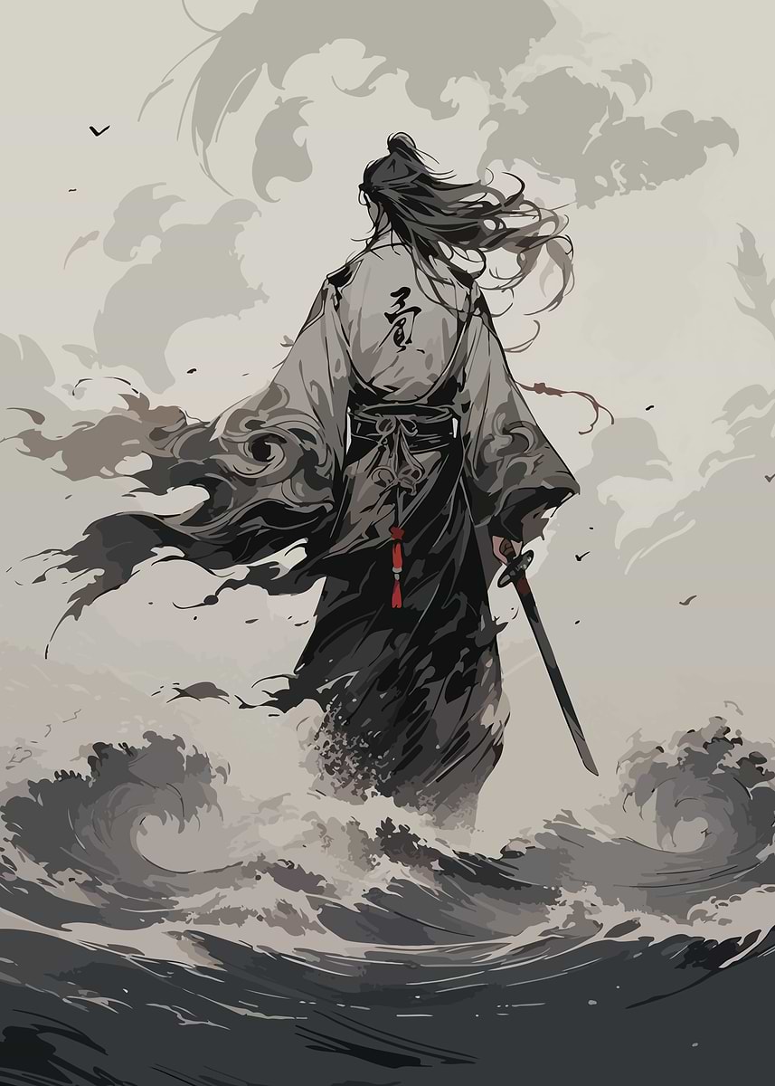 samurai Miyamoto Musashi' Poster, picture, metal print, paint by