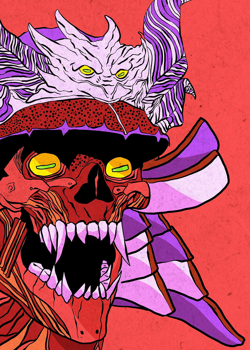 'evil samurai' Poster, picture, metal print, paint by eunoia | Displate