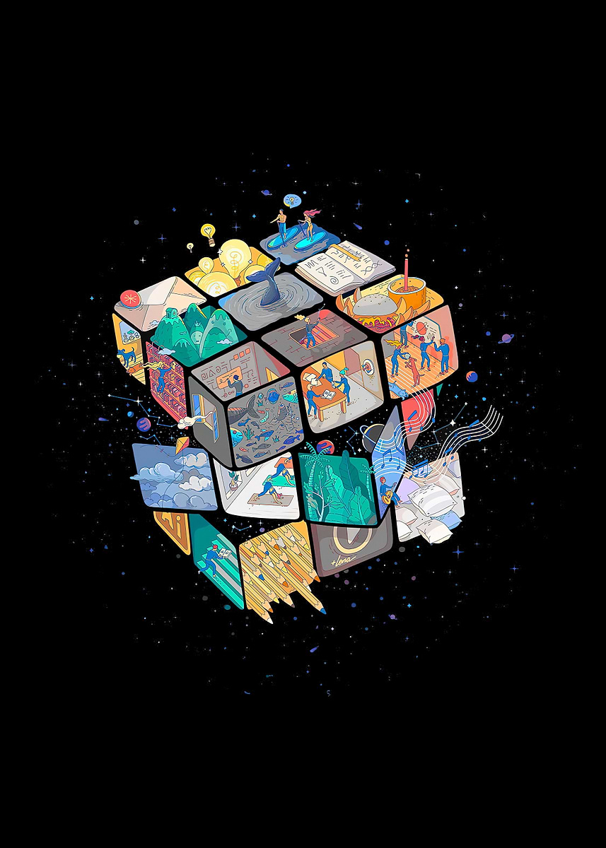 Cubic Poster 'Cube Abstract' Poster, picture, metal print, paint by babi lonia ...