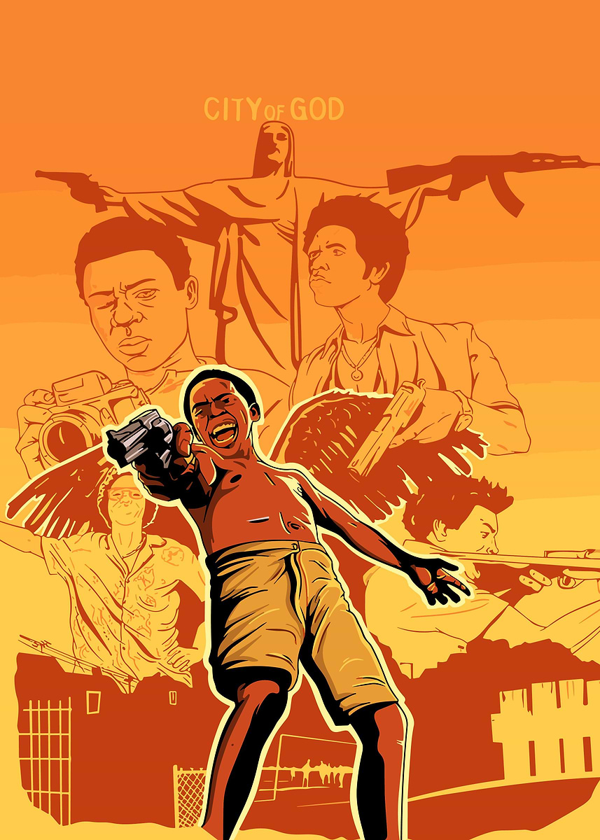 【額縁付き】City of God シティオブゴッド A2ポスター 黒枠 City of God Movie Poster, Unique Cinema Art, Fine Canvas Art Print