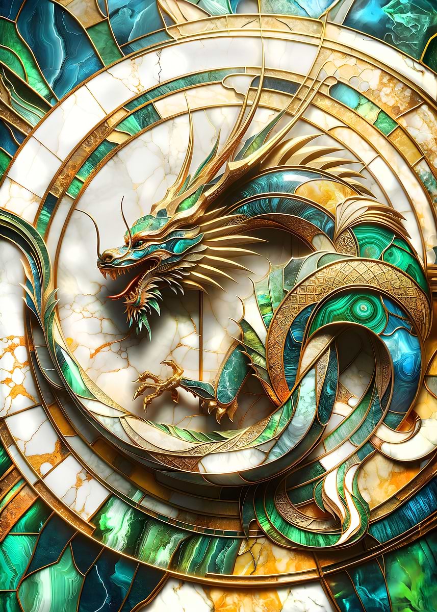 Abstract Japanese Dragon — from the Abstract Nature Kintsugi collection, a Pixaverse metal print