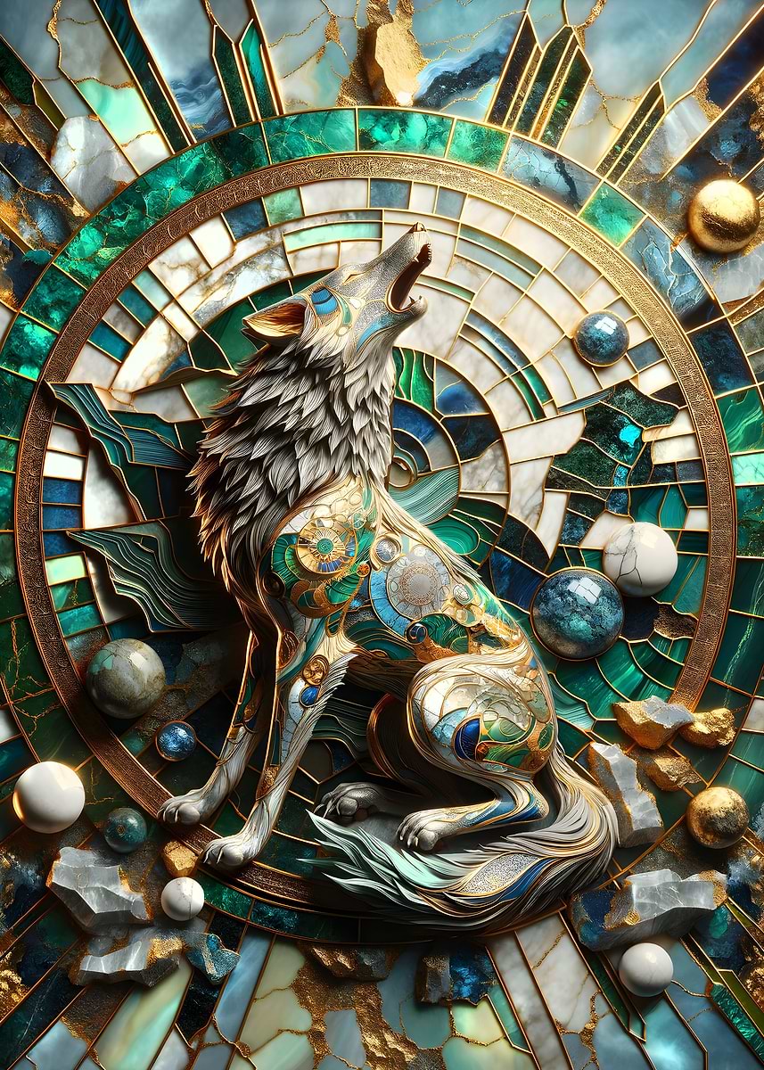 Abstract Lone Wolf Art — from the Abstract Nature Kintsugi collection, a Pixaverse metal print