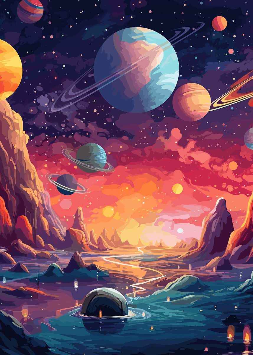 'Landscape of alien world' Poster, picture, metal print, paint by ...