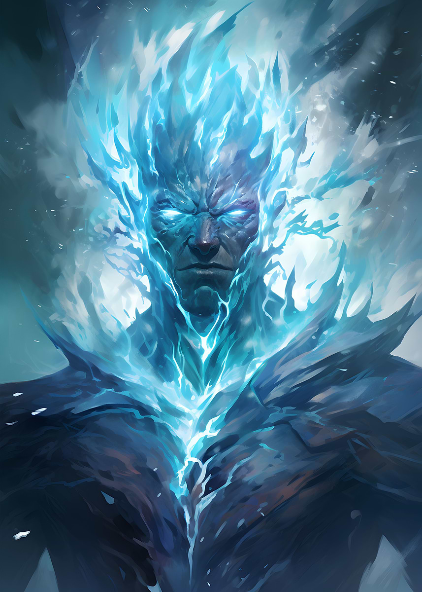 'Ice Elemental Male' Poster, picture, metal print, paint by ...