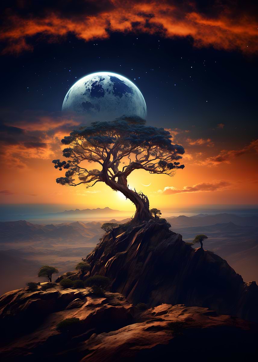 Distant World Eternal Dawn — from the Alien Worlds collection, a Pixaverse metal print