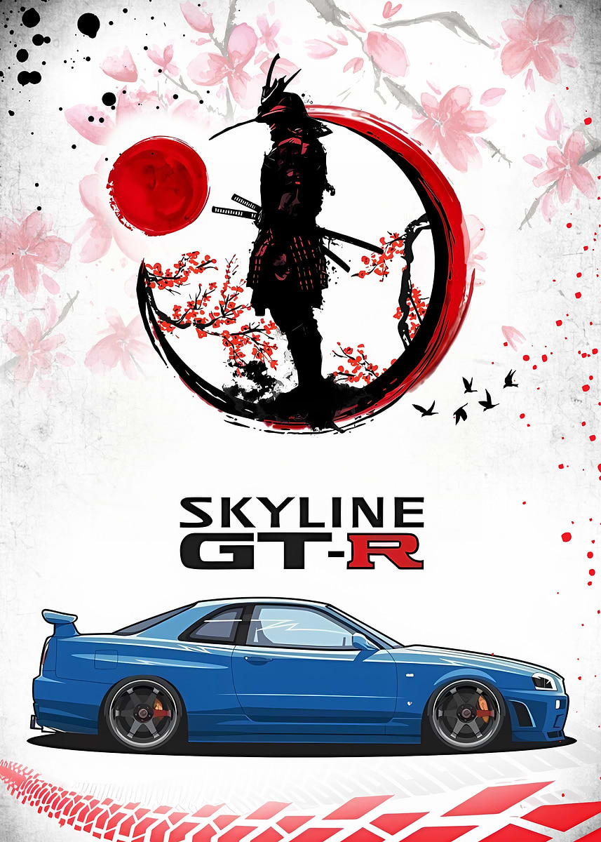 Nissan Skyline GTR R34' Poster, picture, metal print, paint by