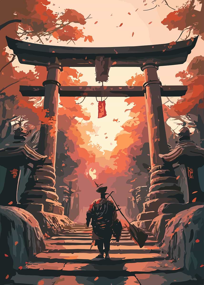 Beautiful Torii Gate Japan' Poster, picture, metal print, paint by