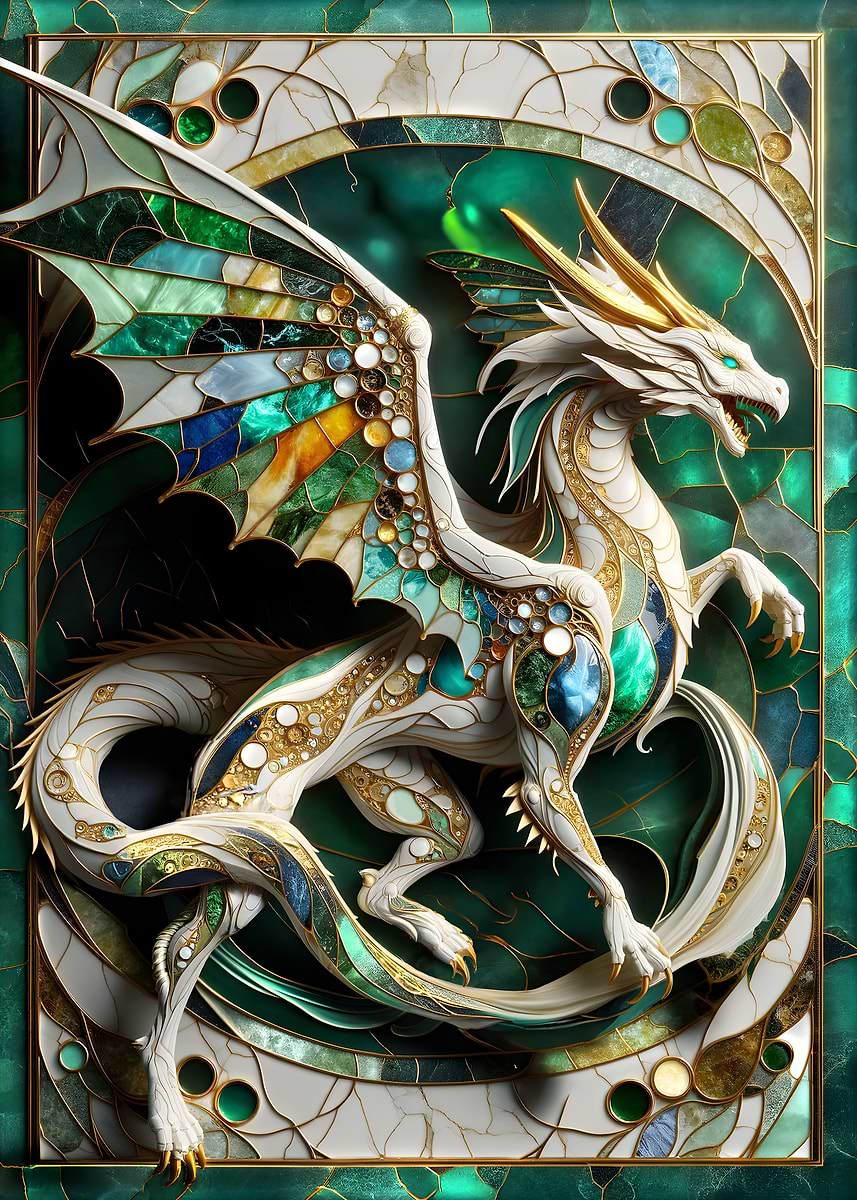 Abstract Dragon Kintsugi — from the Abstract Nature Kintsugi collection, a Pixaverse metal print