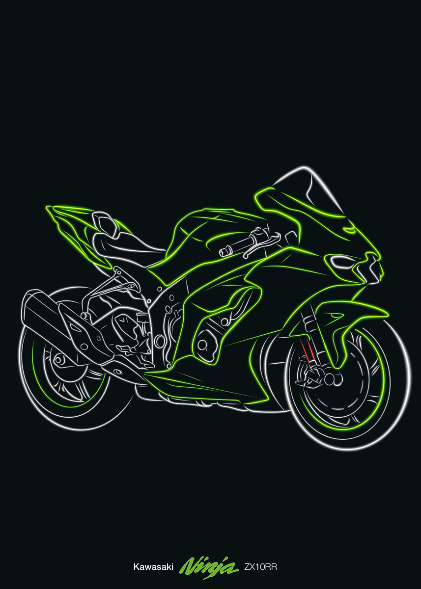 Kawasaki ninja zx10rr' Poster, picture, metal print, paint by