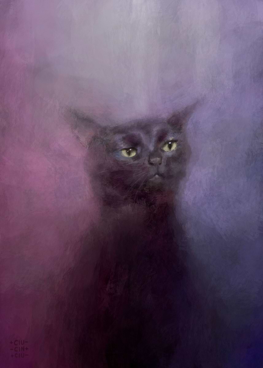 Dissociating Cat' Poster, picture, metal print, paint by Ciucinciu