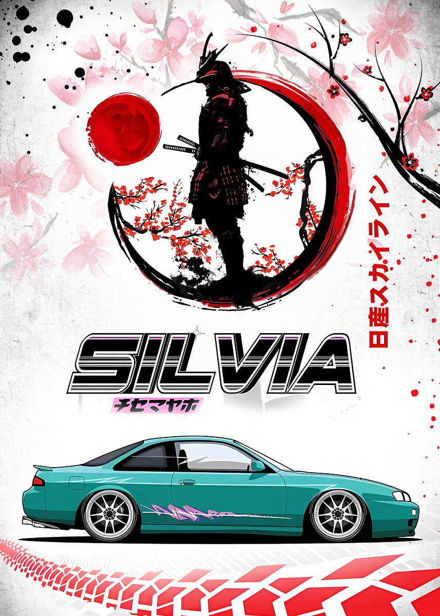 Nissan Silvia S15' Poster, picture, metal print, paint by ALEX