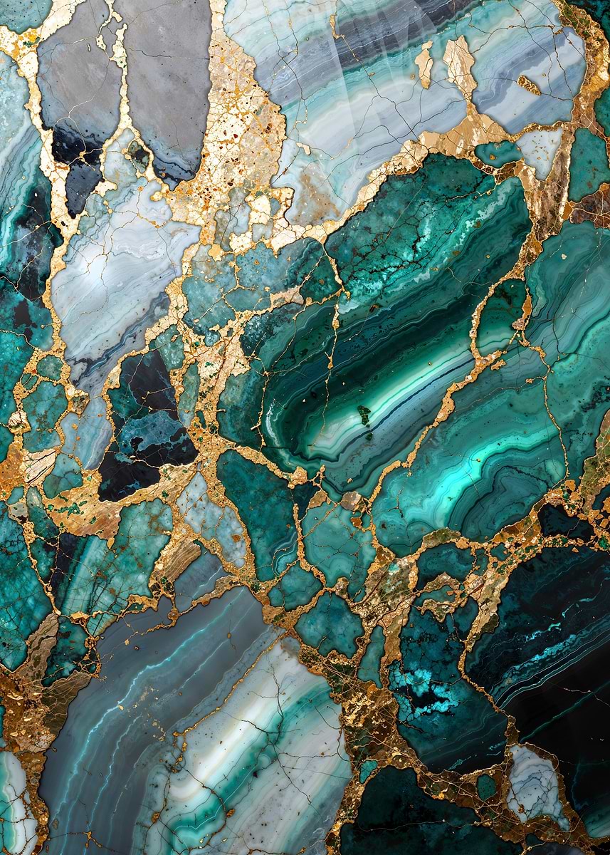 Abstract Marble Kintsugi — from the Abstract Nature Kintsugi collection, a Pixaverse metal print