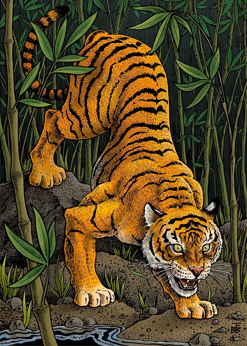 絵画 Tiger Graffiti Tiger Face Canvas Wall Art – Tucocoo