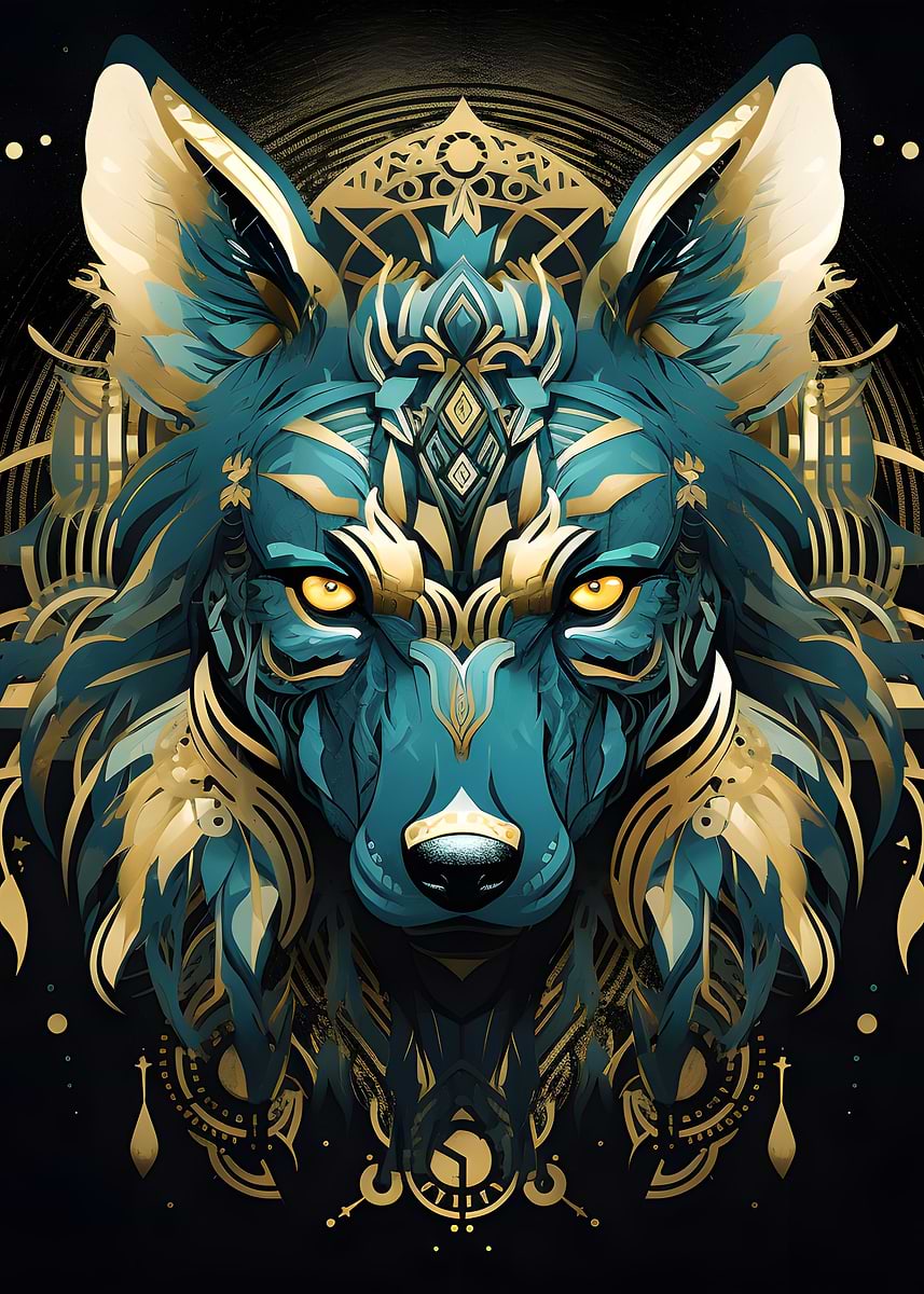 Turquoise Wolves 'Native turquoise wolf' Poster, picture, metal print, paint by CiniArt ...
