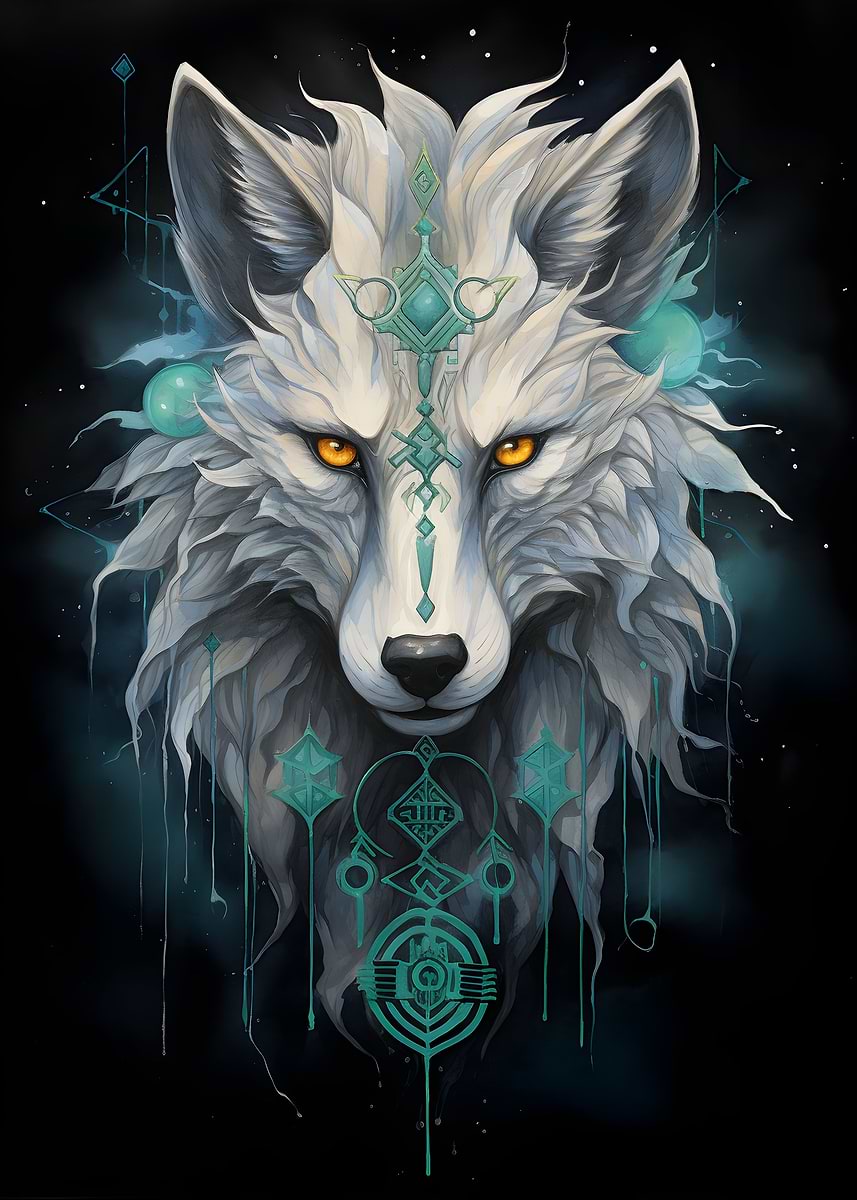 Unic Wolf 'Runic Ice Wolf' Poster, picture, metal print, paint by Olaffskater ...
