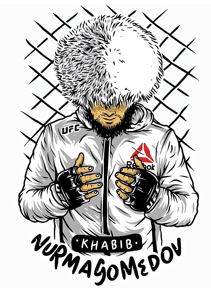 Khabib Nurmagomedov UFC MMA Ruskov Fighter Wall Art Poster Grand format A0