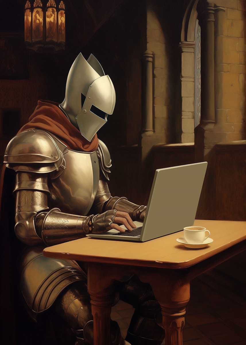 'Digital Knight Programmer' Poster, picture, metal print, paint by ...
