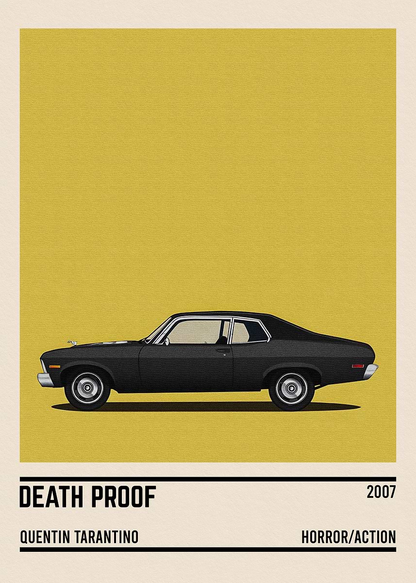 Death Proof car' Poster, picture, metal print, paint by Louise