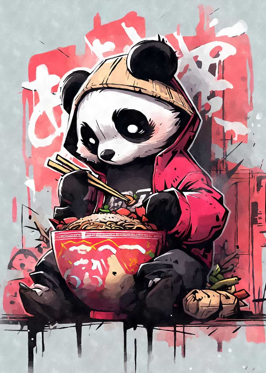 Panda Ramen Graffiti' Poster, picture, metal print, paint by