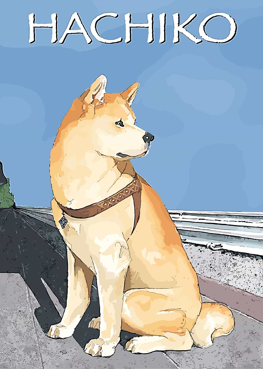 Hachiko' Poster, picture, metal print, paint by Alita marquez