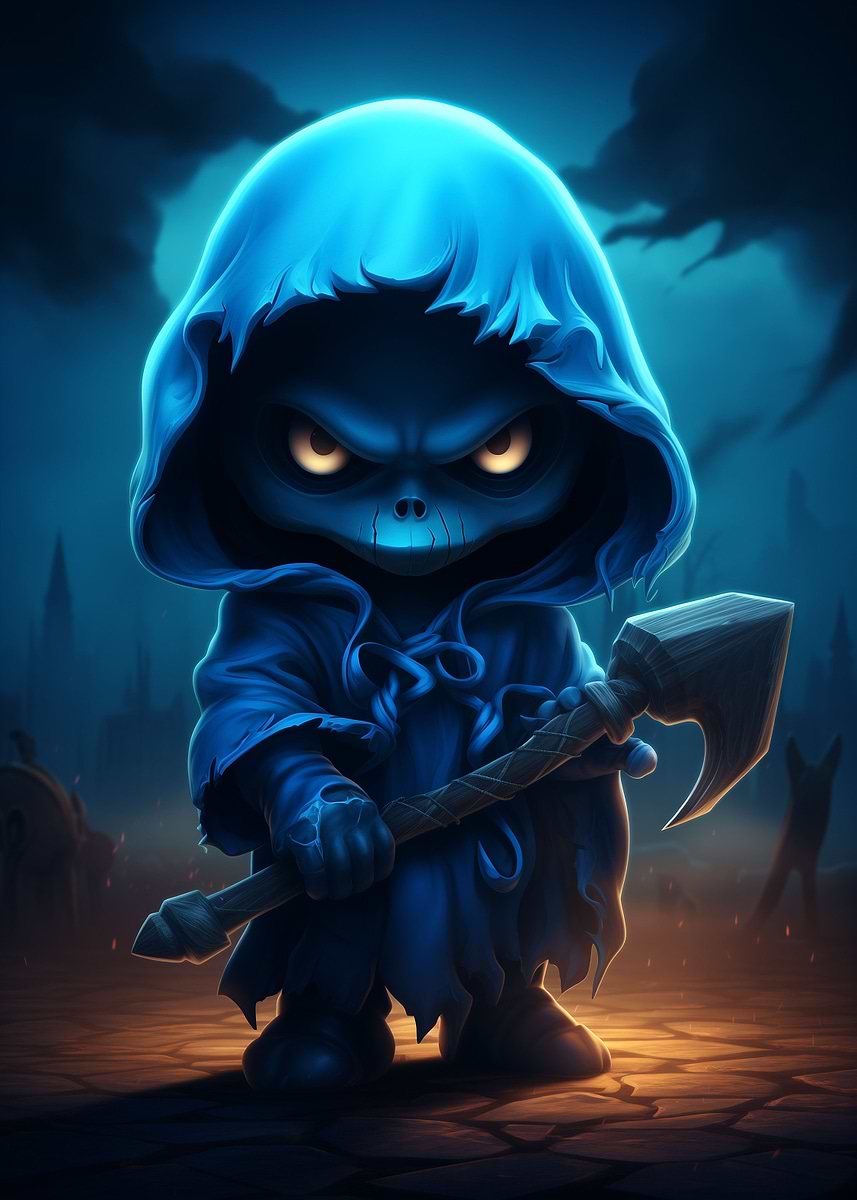 'Blue Grim Reaper' Poster, picture, metal print, paint by Kreszentia ...