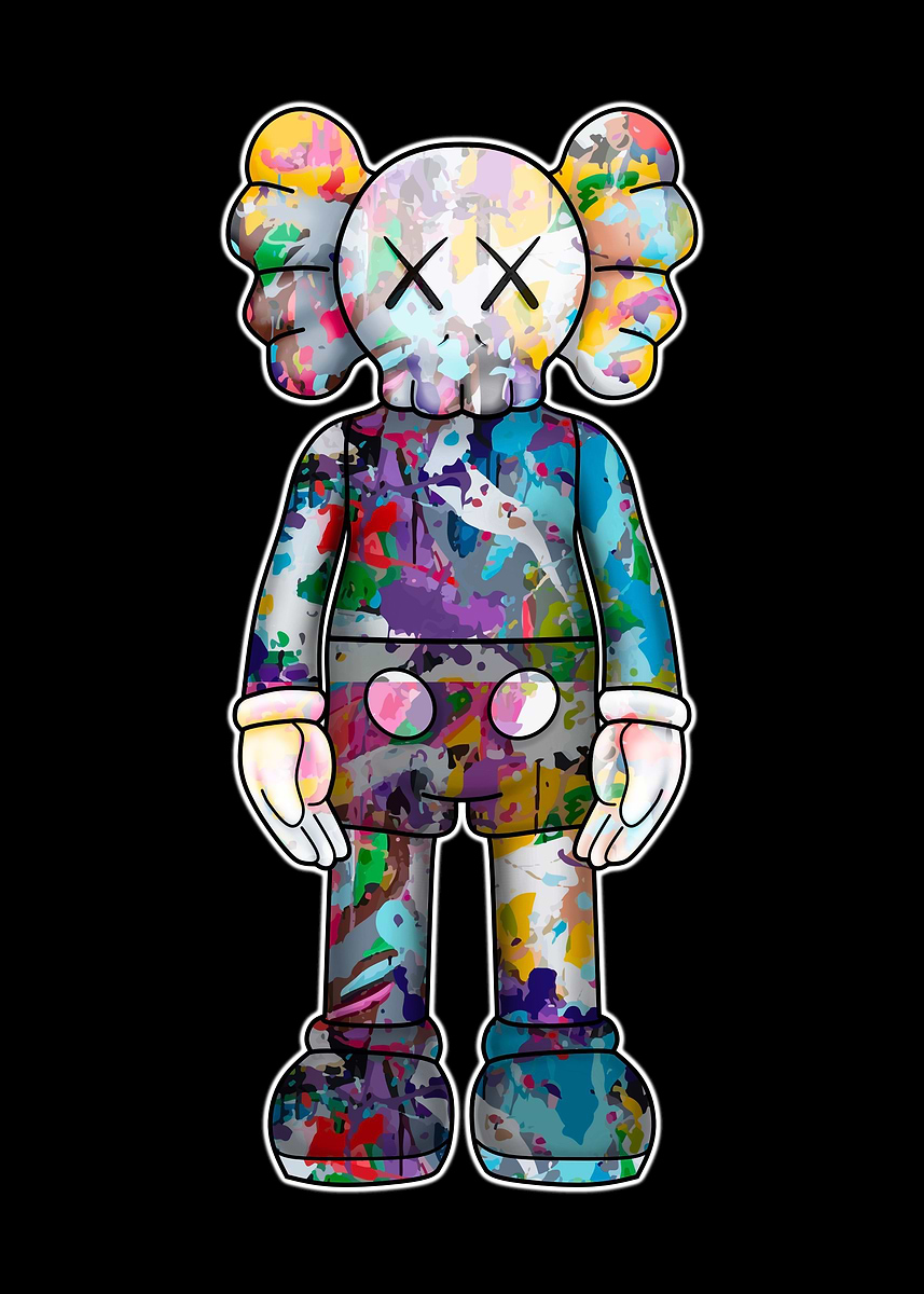 Kaws ポスター 黒額付きポスター】KAWS(カウズ)27ベアブリック(A4サイズ