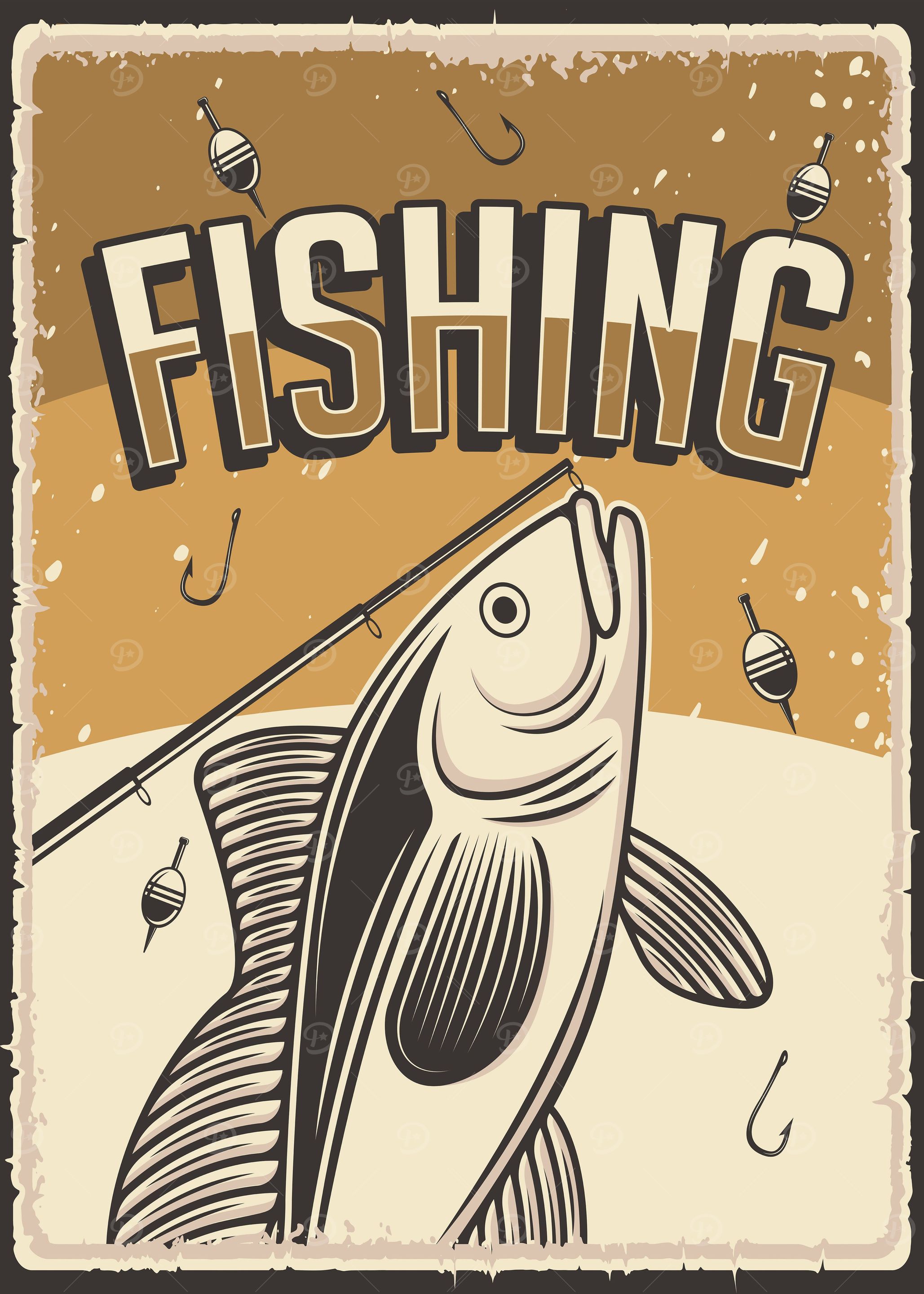 Bass Fishing' Poster, picture, metal print, paint by