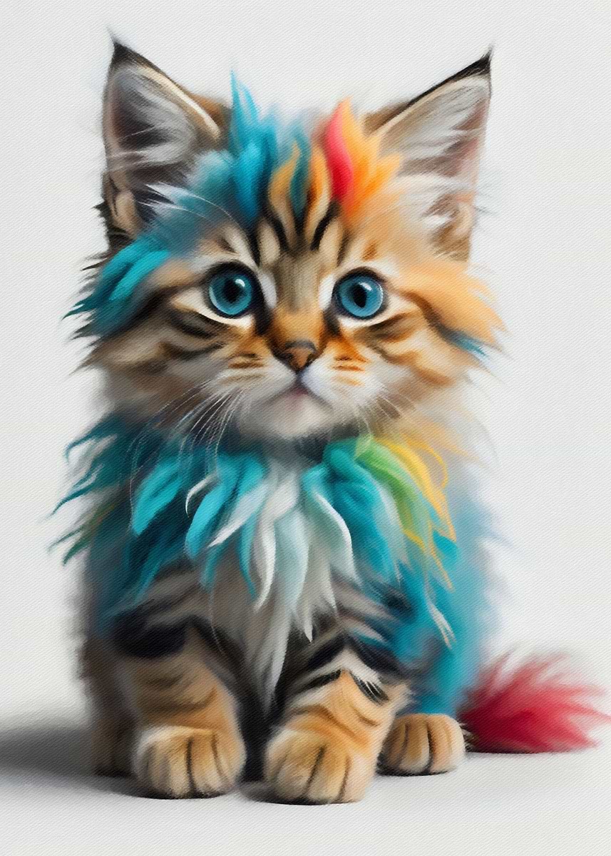 'Sweet Colorful Kitten 5' Poster, picture, metal print, paint by ...