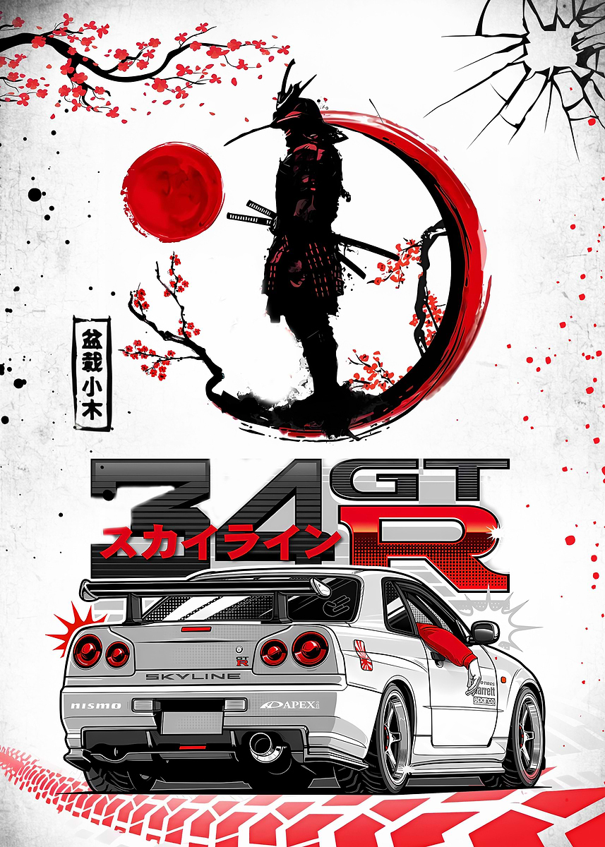 Nissan GTR' Poster, picture, metal print, paint by ALEX SHINDER