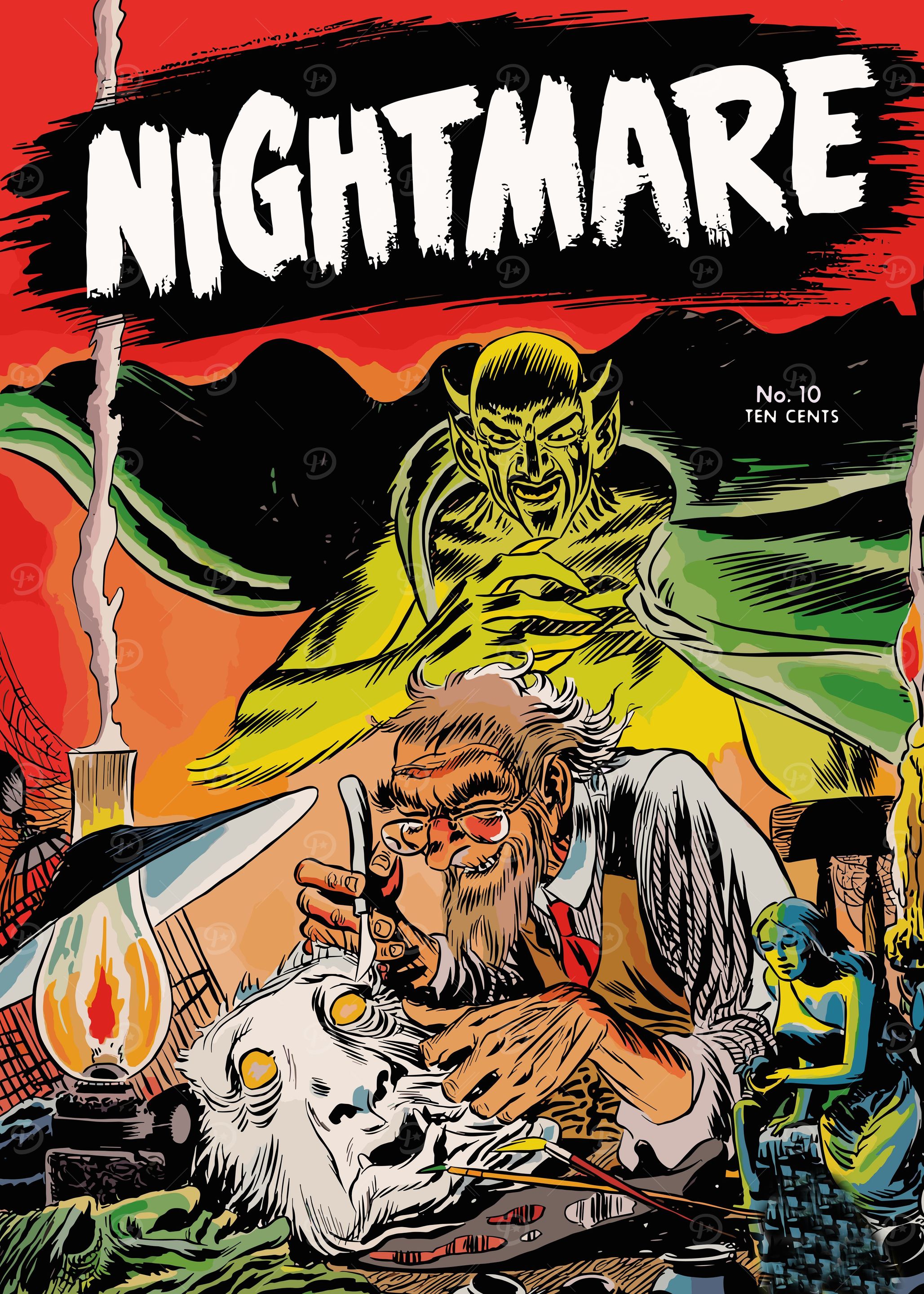 Vintage Horror Comic' Poster, picture, metal print, paint by