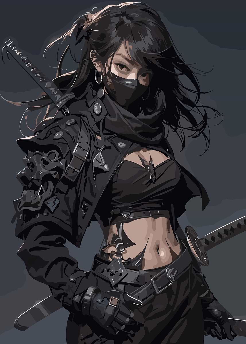 samurai girl' Poster, picture, metal print, paint by HSG artshop
