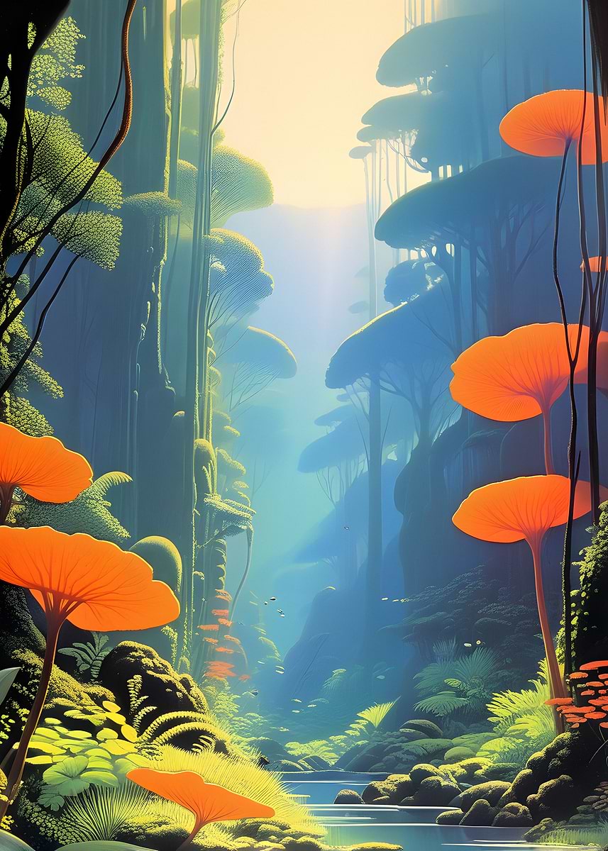 'Alien Jungle Landscape' Poster, picture, metal print, paint by ...