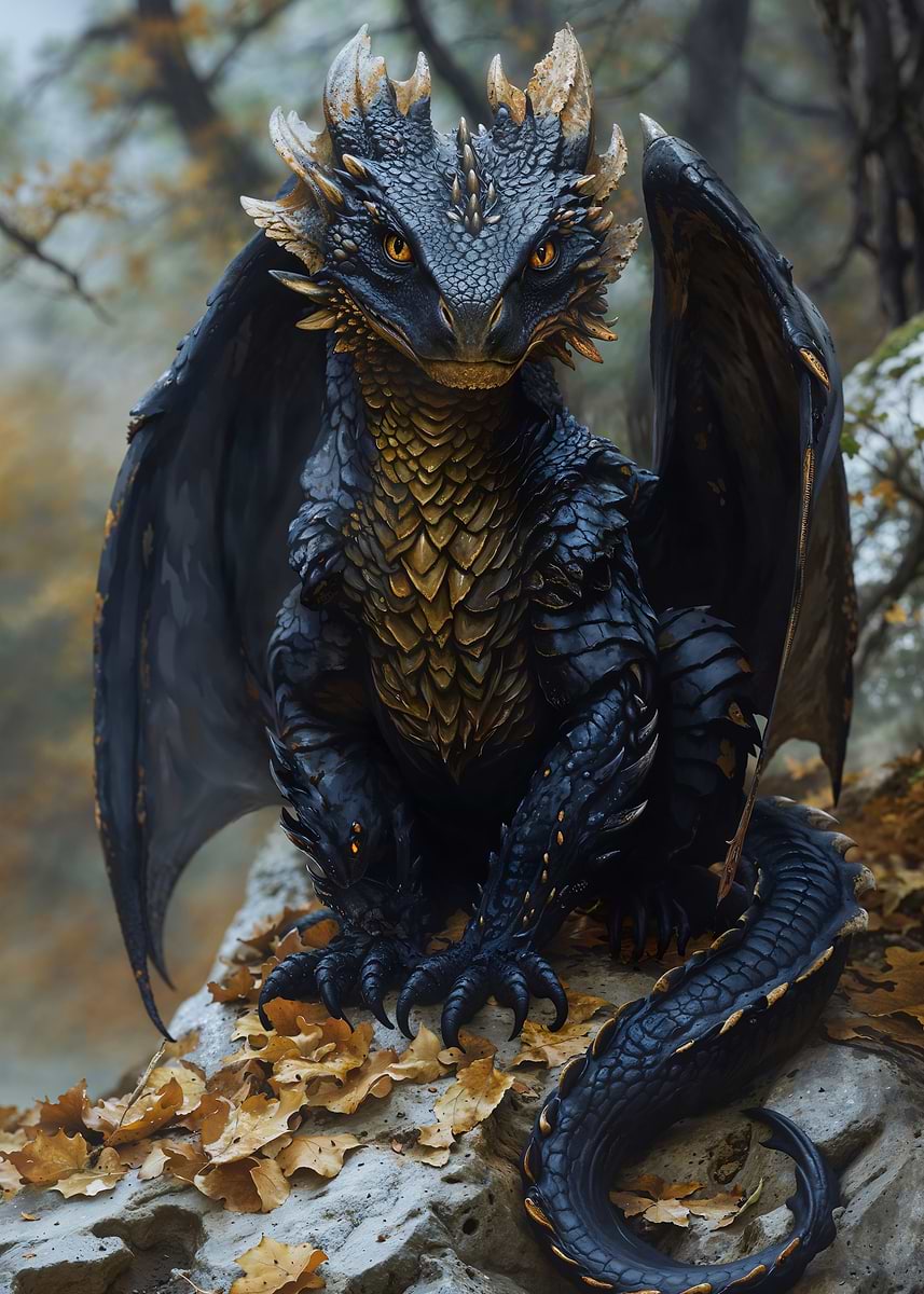 Black Dragon Whelp — from the Dragons Lair collection, a Pixaverse metal print