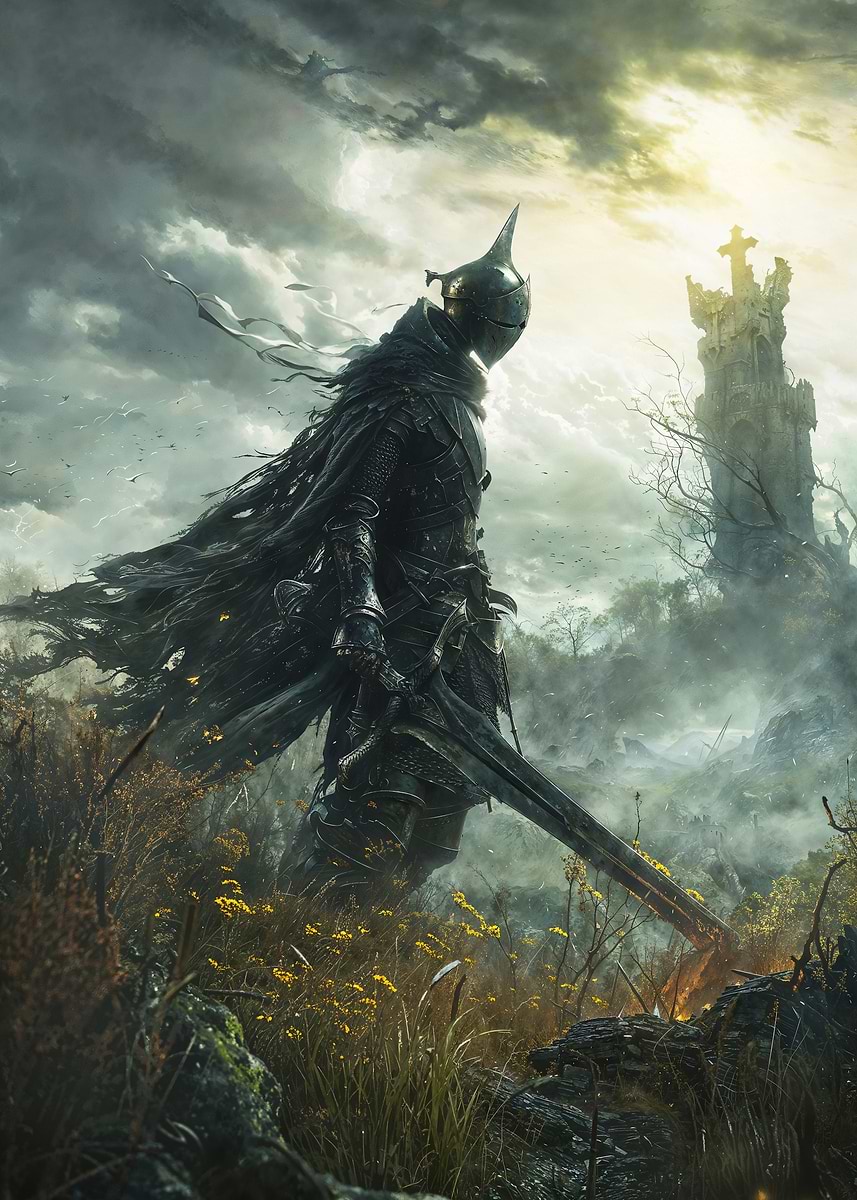 Dark Knight of Desolation — from the Forgotten Fantasy Realms collection, a Pixaverse metal print