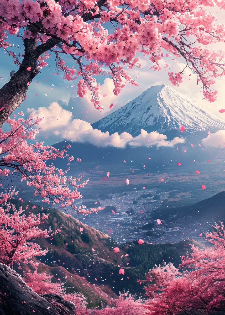japan mount fuji sakura' Poster, picture, metal print, paint by