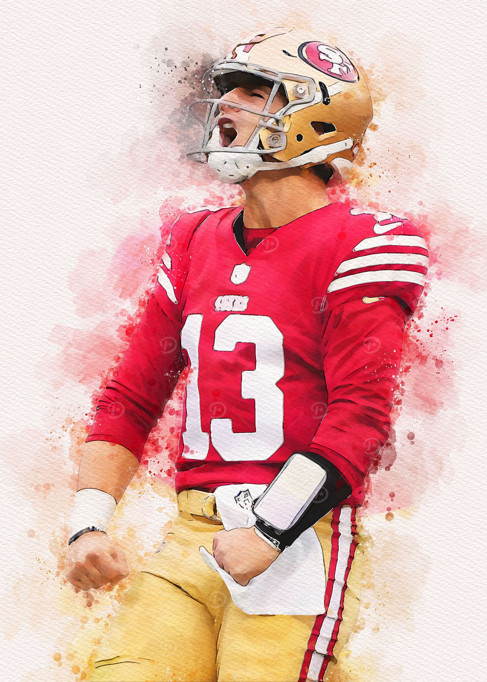 Brock Purdy Watercolor' Poster, picture, metal print, paint by kun